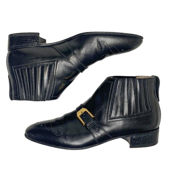 Gucci Interlocking G Logo Perforated Brogue Ankle Boot EU 37.5 US 7.5 Leather - Picture 7 of 11